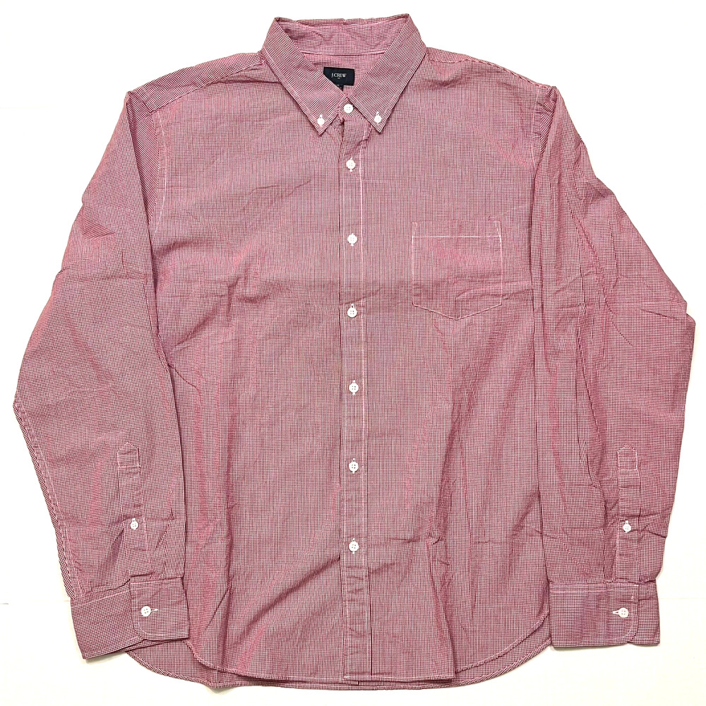 J. Crew Button Down Shirt Mens XL Flex Red White Check Slim Fit Long Sleeve